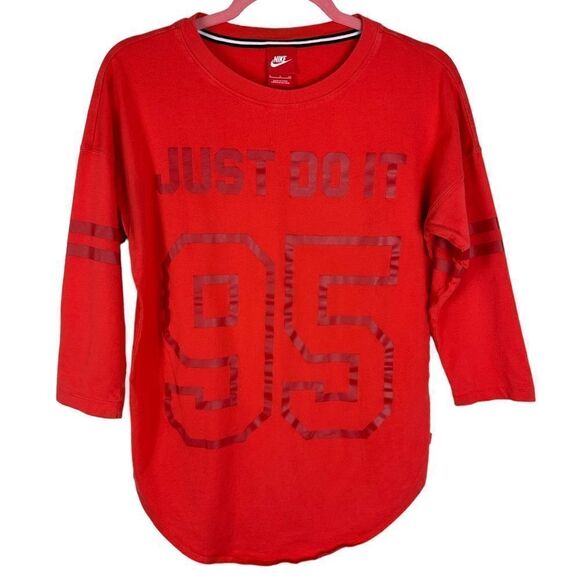 Nike Tops - Nike 95 Just Do It Bright Red Baseball Tee